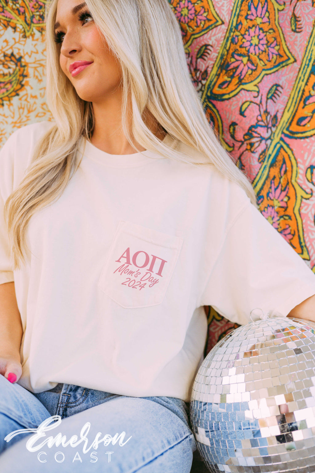 Alpha Omicron Pi Floral Envelope Mom&#39;s Day Tee