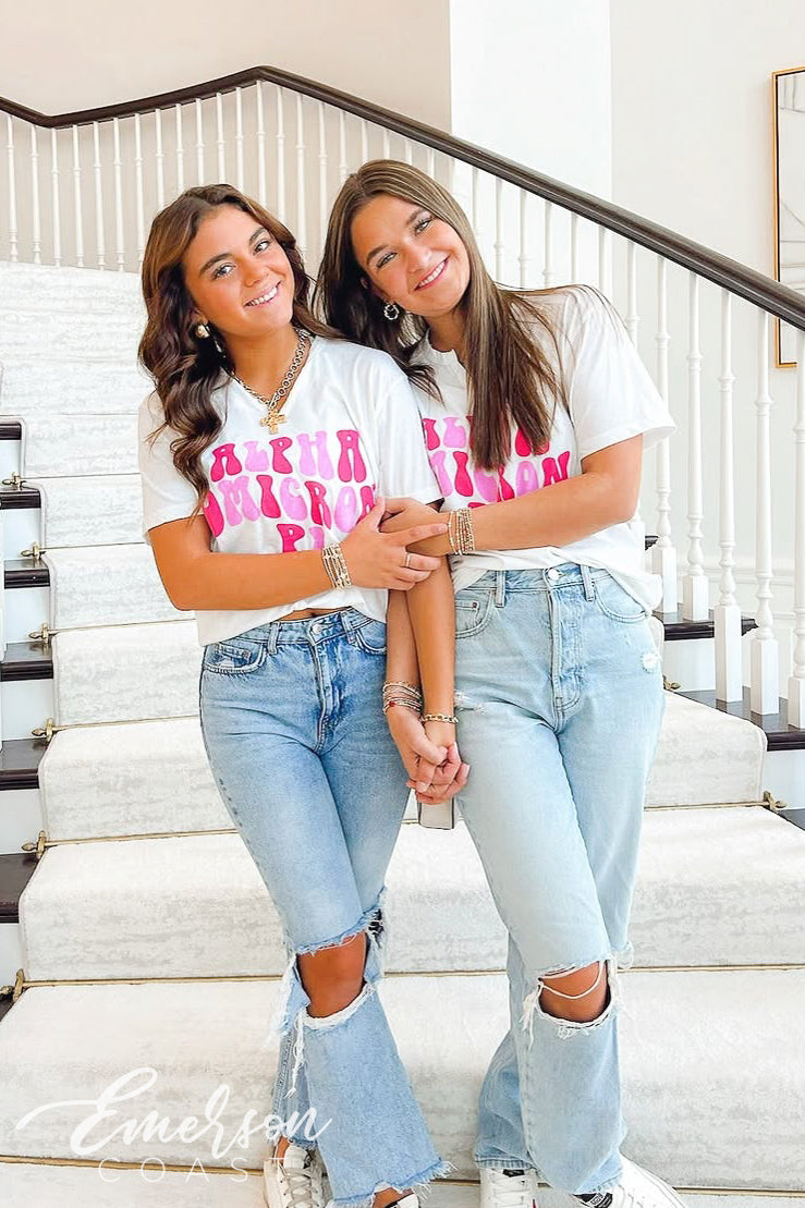 Alpha Omicron Pi Georgia Southern University White Recruitment Notch Tee