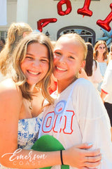 AOPI Red and Blue Gingham Greek Letters Tee