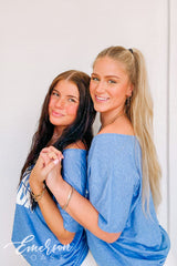 Alpha Omicron Pi Blue Slouchy Off Shoulder Tee