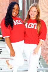Alpha Omicron Pi Red Applique Letter Jersey