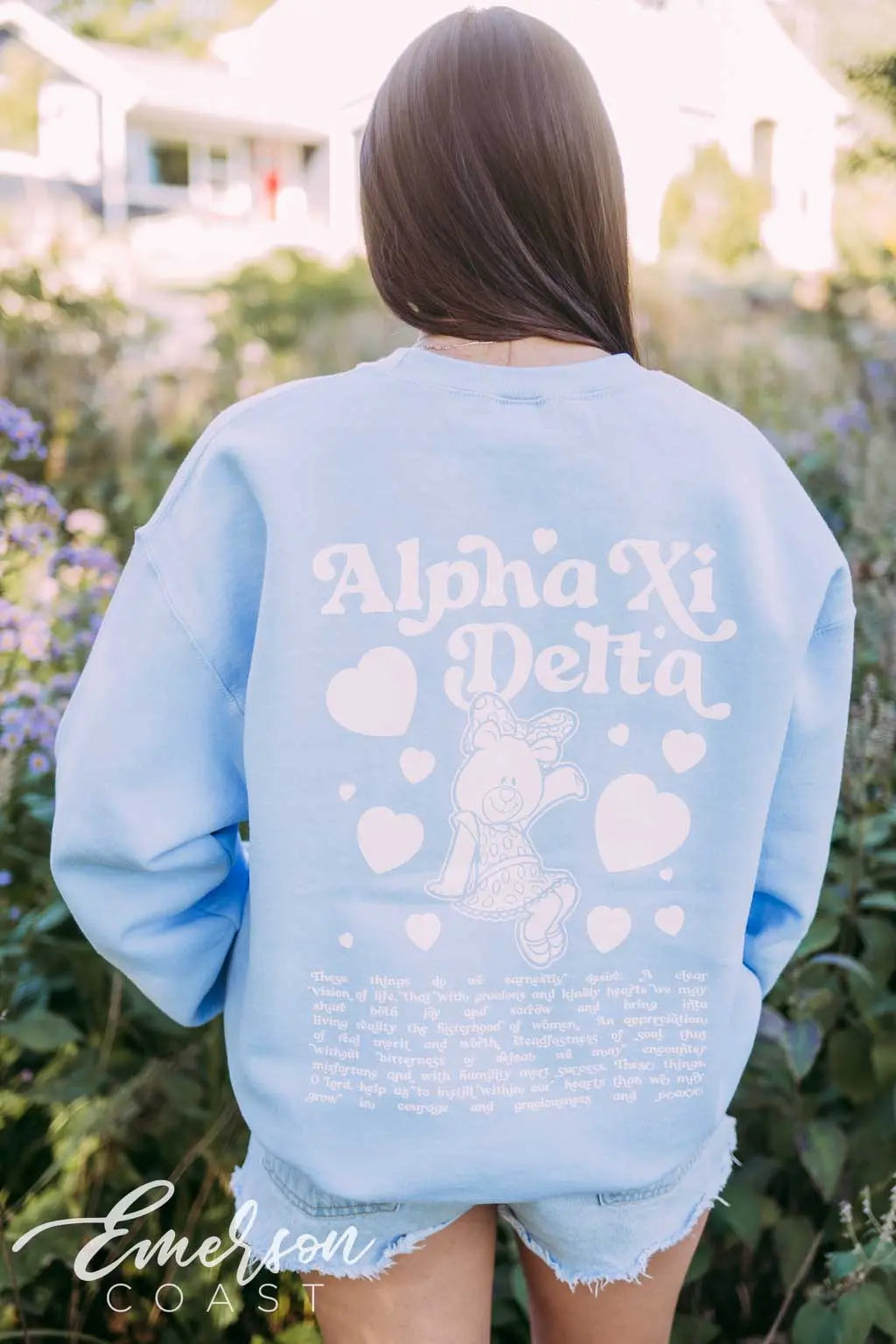 Alpha Xi Delta Teddy Bear Crewneck