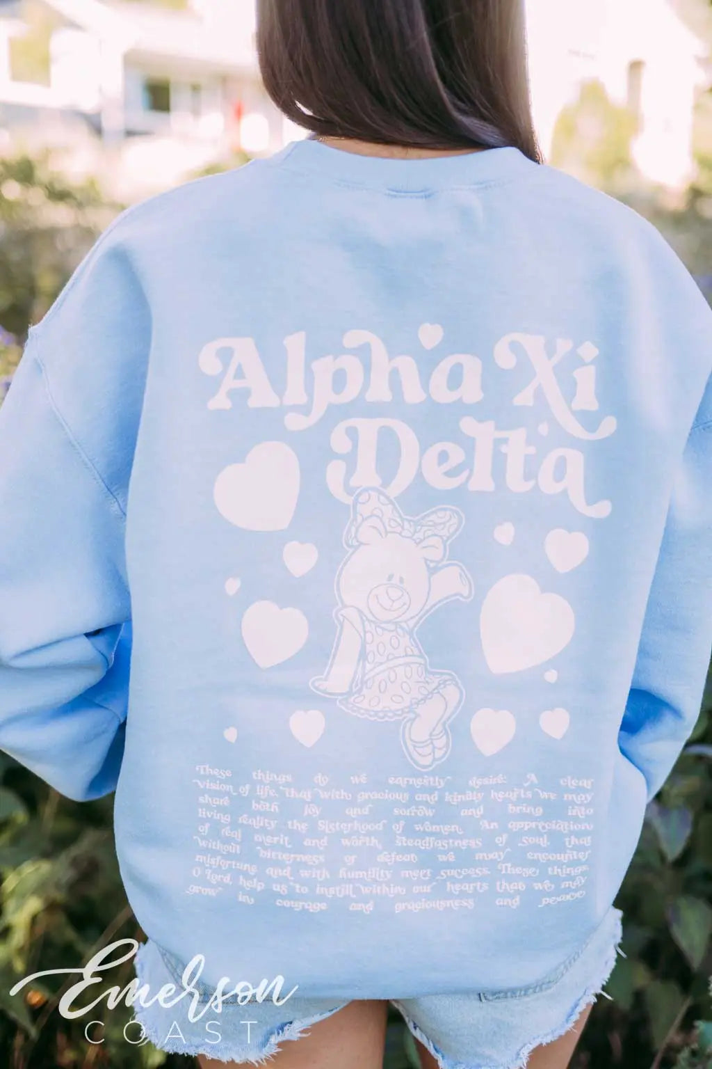 Alpha Xi Delta Teddy Bear Crewneck