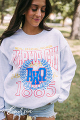 Alpha Chi Real Strong Women Ash Gray Crewneck