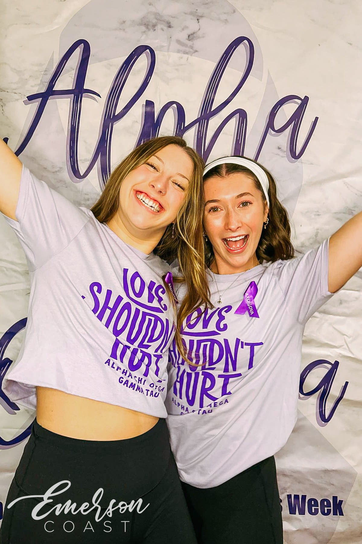 Alpha Chi Omega Love Shouldnt Hurt Lavender Tshirt