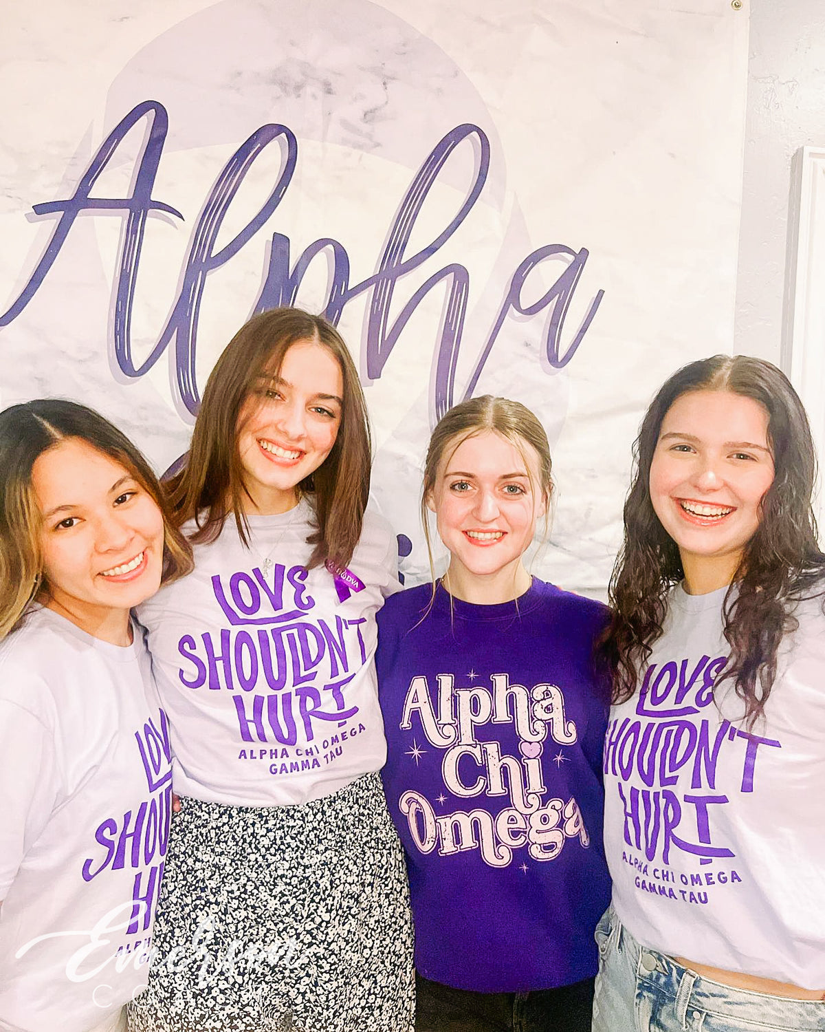 Alpha Chi Omega Love Shouldnt Hurt Lavender Tshirt