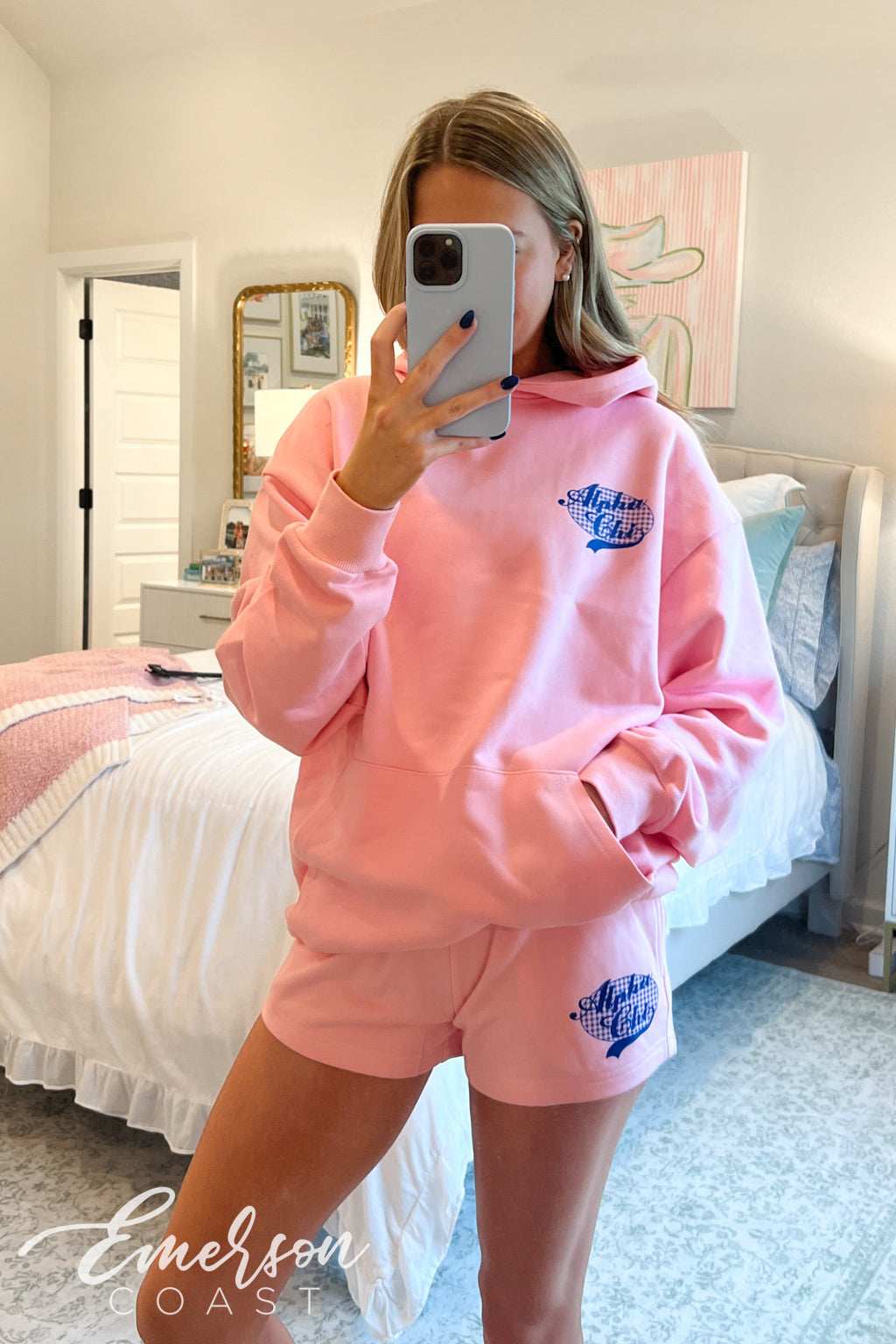 Alpha Chi Pink Hoodie and Shorts Set