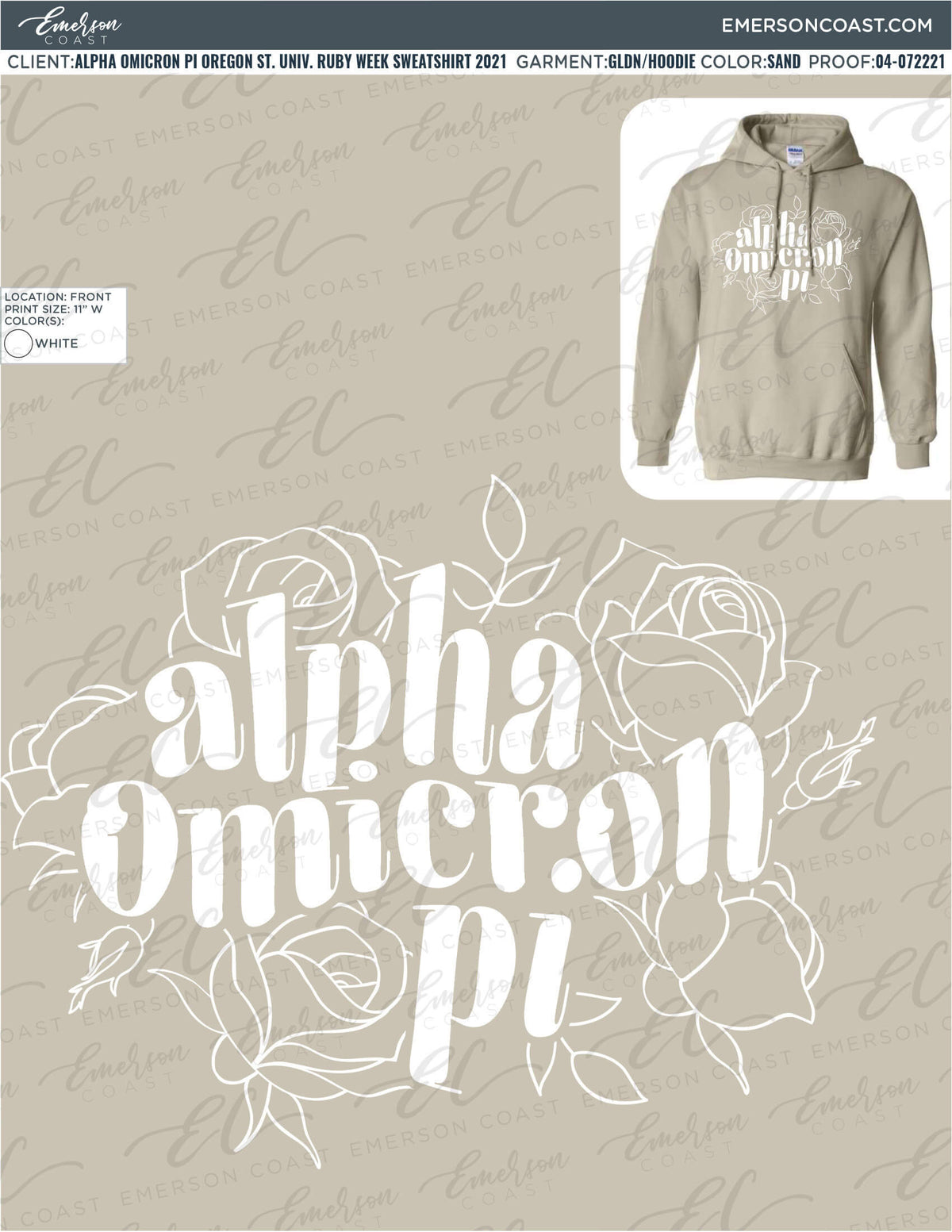 04-072221 Alpha Omicron Pi Oregon State University Ruby Week Sweatshirt 2021