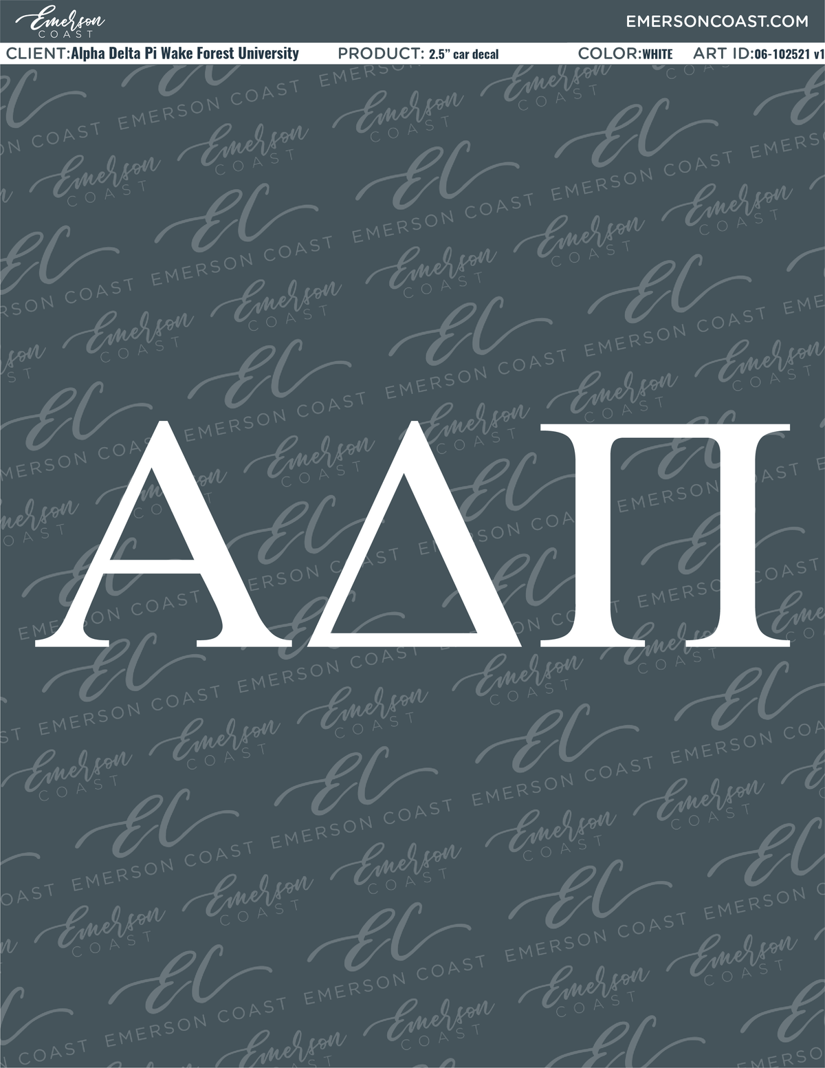 06-102521 Alpha Delta Pi Wake Forest University Car Decal 2021-01