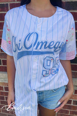 Chi Omega Floral Patchwork Baseball Jersey