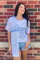 Chi Omega Floral Patchwork Baseball Jersey