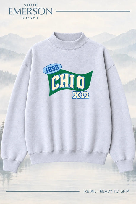 Chi Omega Pennant Mockneck