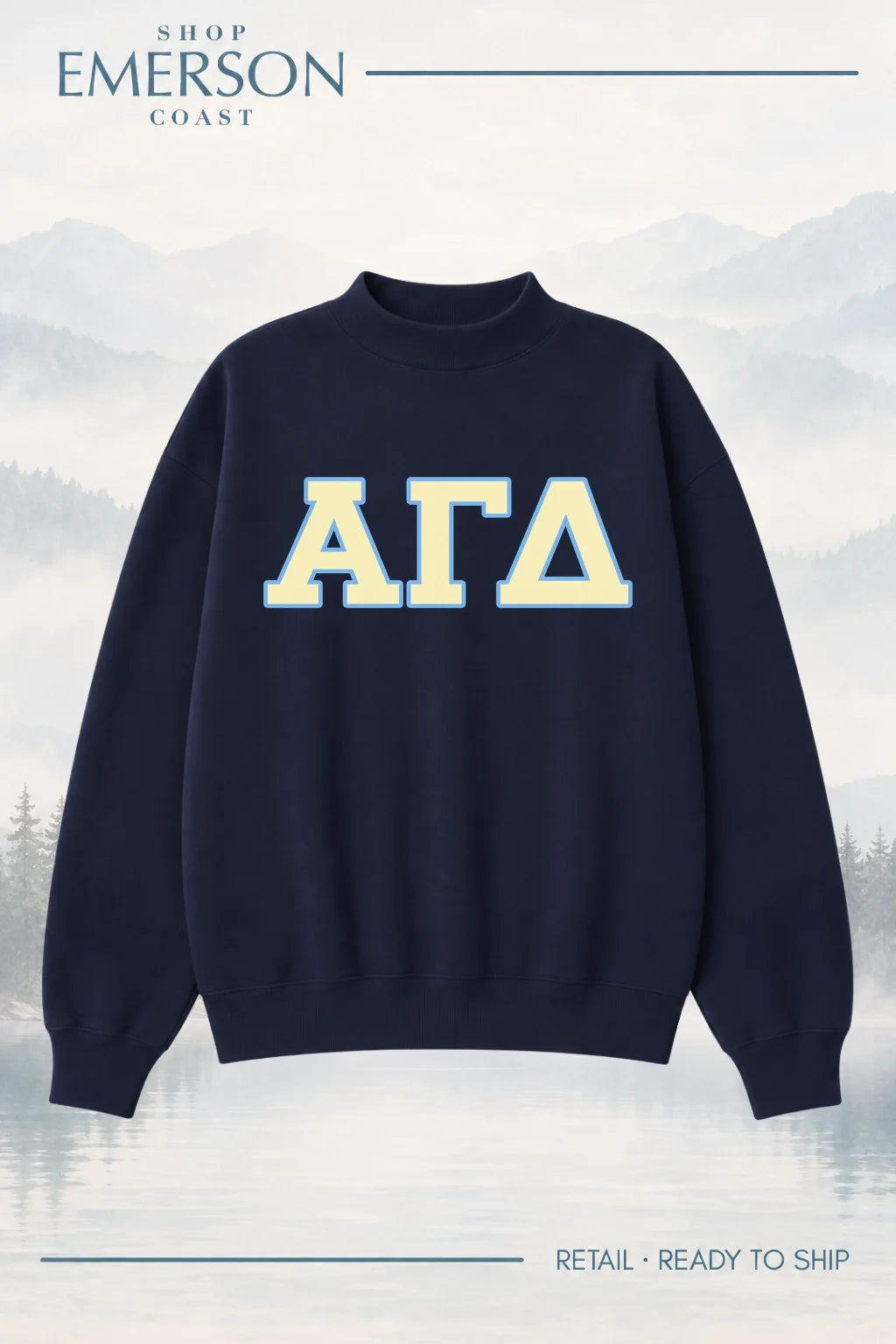 Alpha Gamma Delta Navy Retreat Mockneck