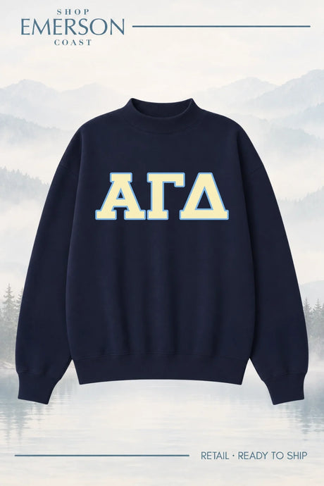 Alpha Gamma Delta Navy Retreat Mockneck