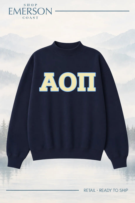 Alpha Omicron Pi Navy Retreat Mockneck