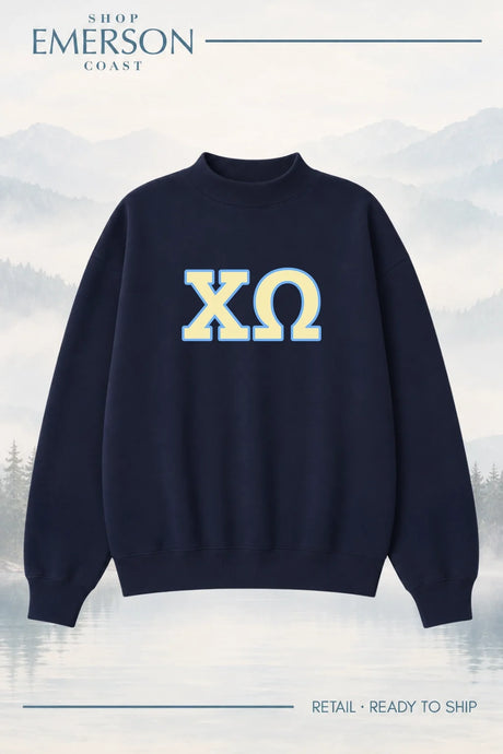 Chi Omega Navy Retreat Mockneck