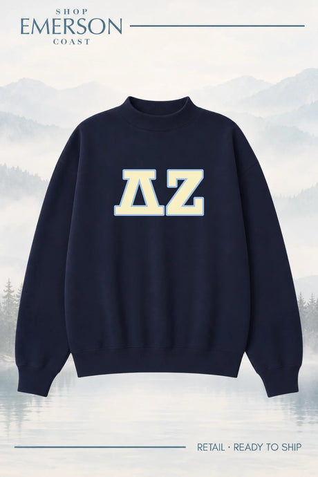 Delta Zeta Navy Retreat Mockneck