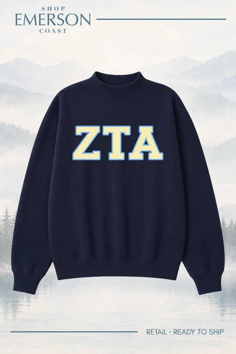 Zeta Tau Alpha Navy Retreat Mockneck