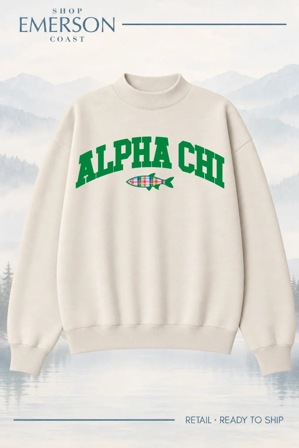 Alpha Chi Omega Ivory Lakeside Mockneck
