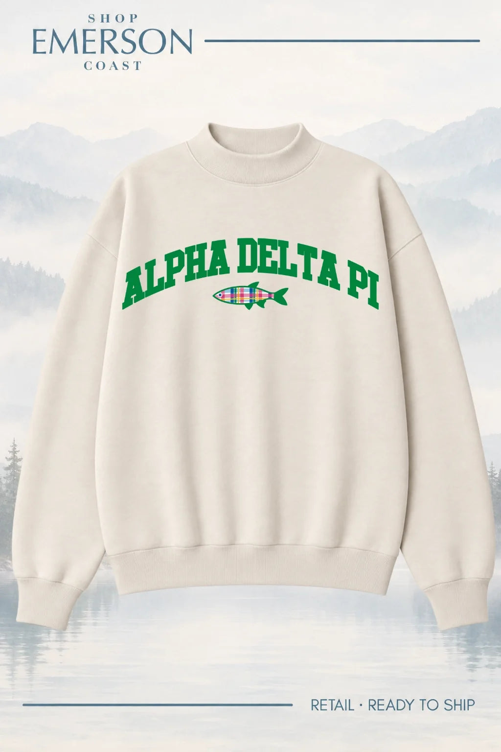 Alpha Delta Pi Ivory Lakeside Mockneck