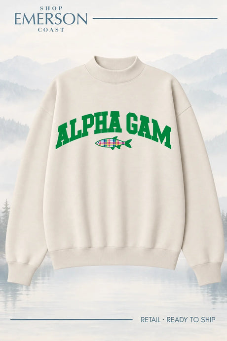 Alpha Gamma Delta Ivory Lakeside Mockneck