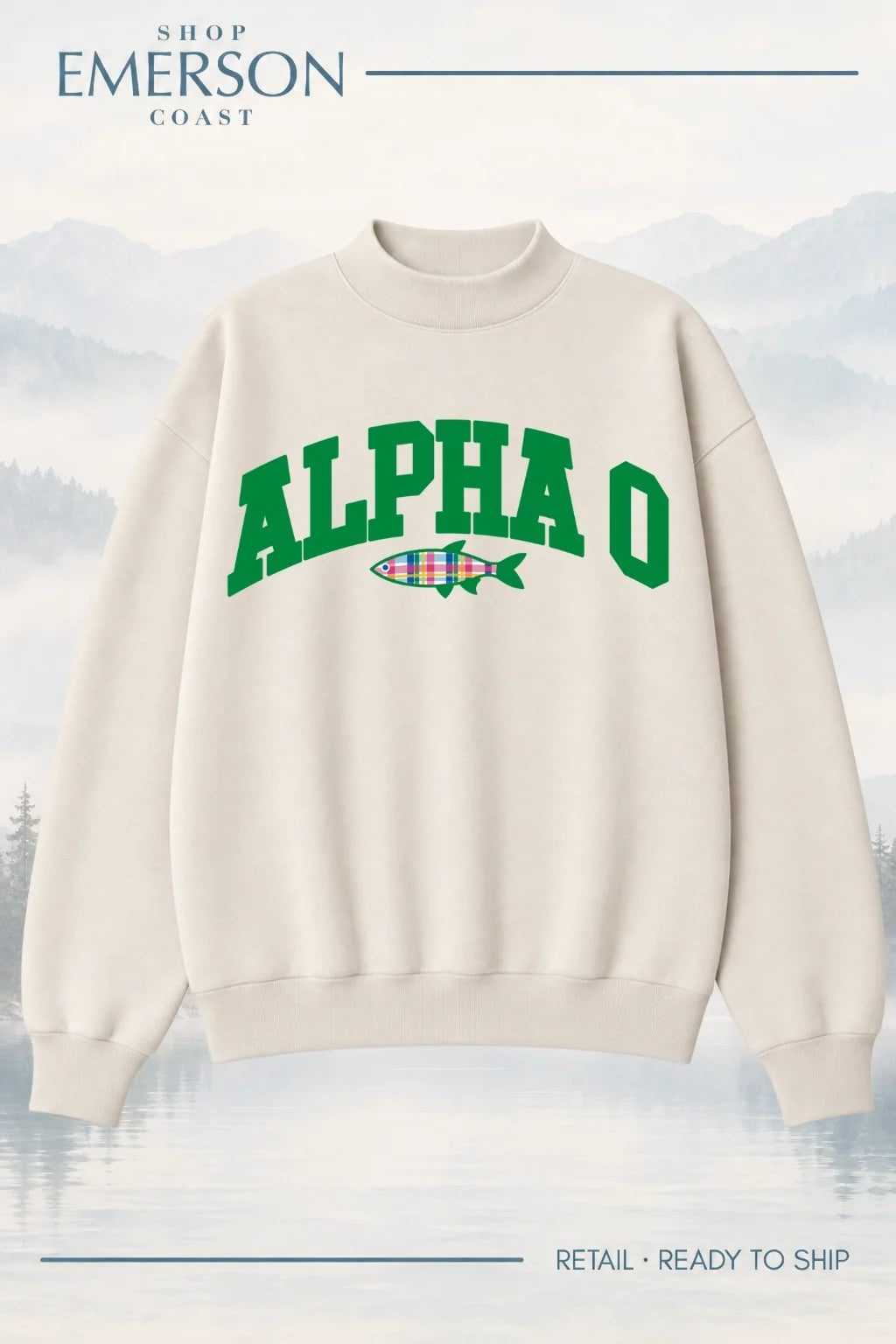 Alpha Omicron Pi Ivory Lakeside Mockneck