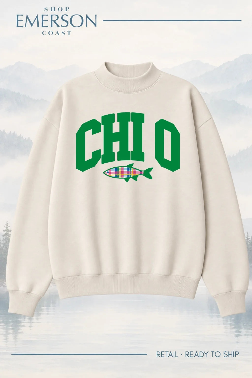 Chi Omega Ivory Lakeside Mockneck