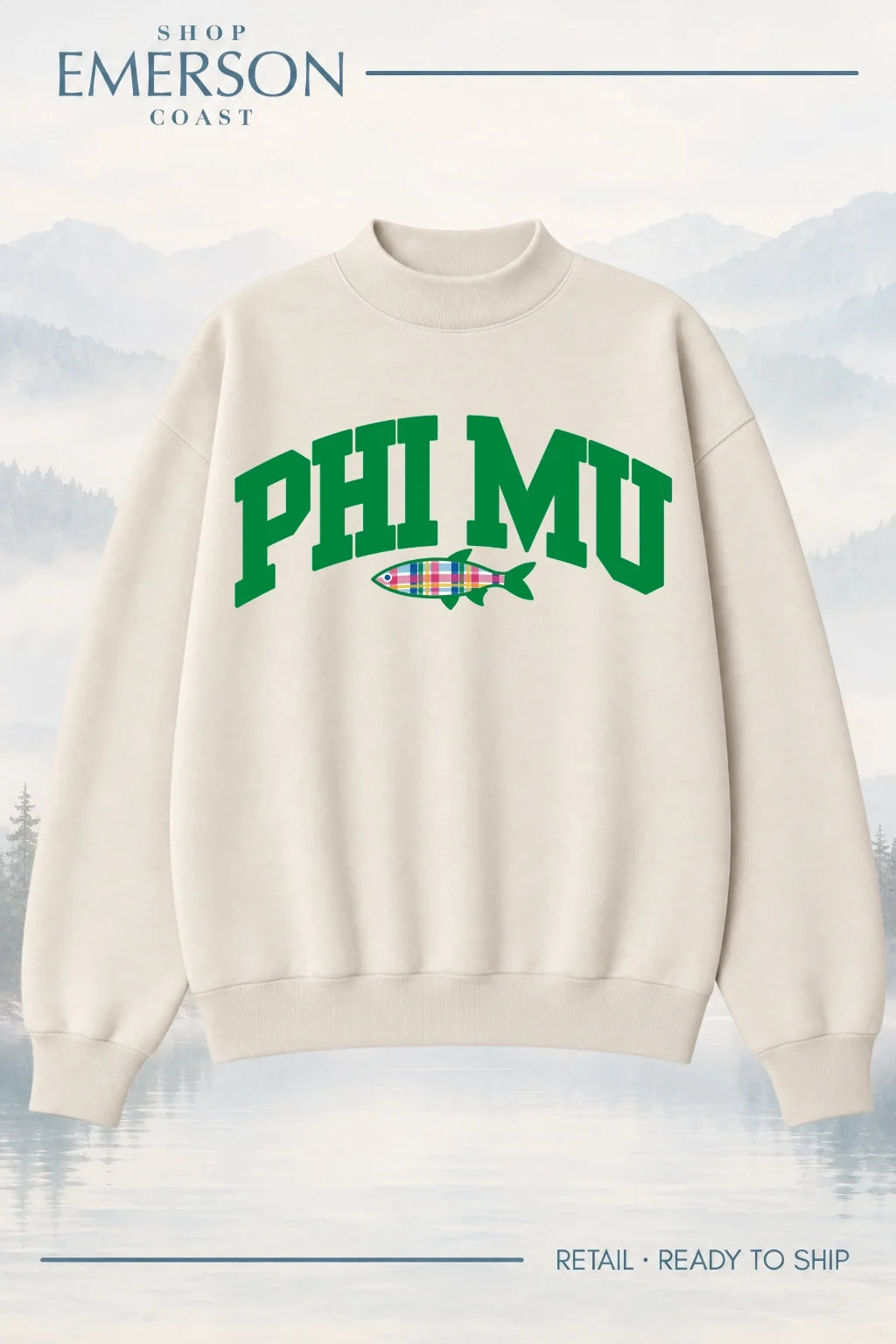 Phi Mu Ivory Lakeside Mockneck