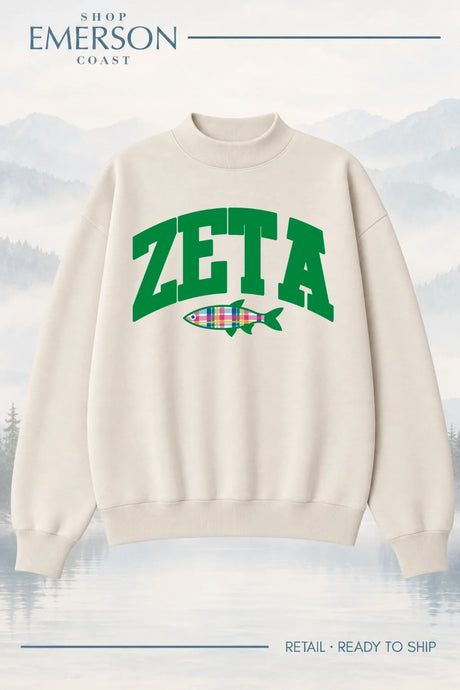 Zeta Tau Alpha Ivory Lakeside Mockneck