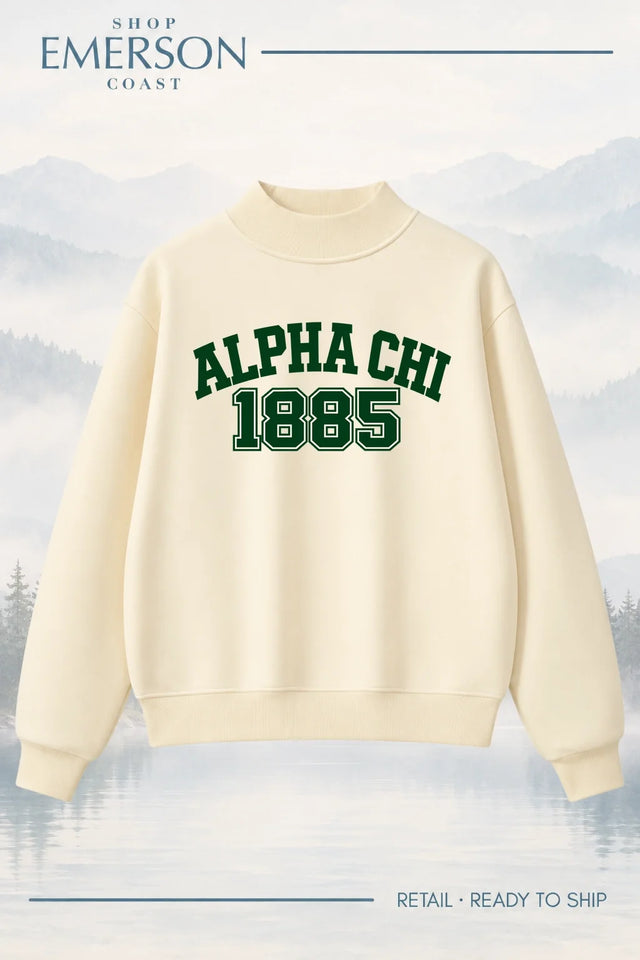 Alpha Chi Omega Evergreen Varsity Mockneck
