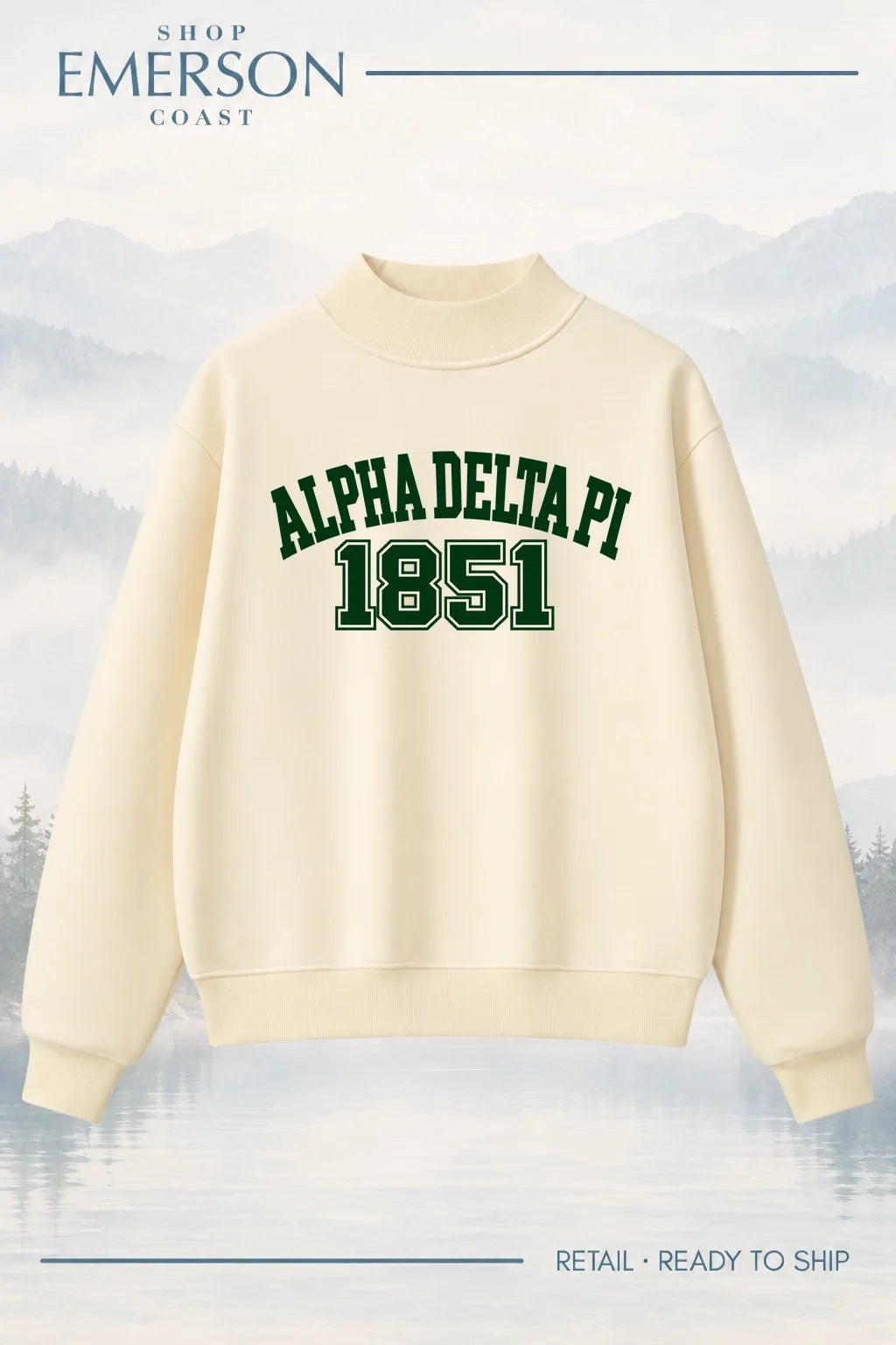 Alpha Delta Pi Evergreen Varsity Mockneck