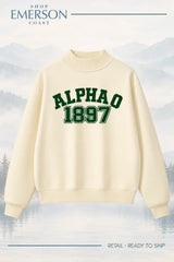 Alpha Omicron Pi Evergreen Varsity Mockneck