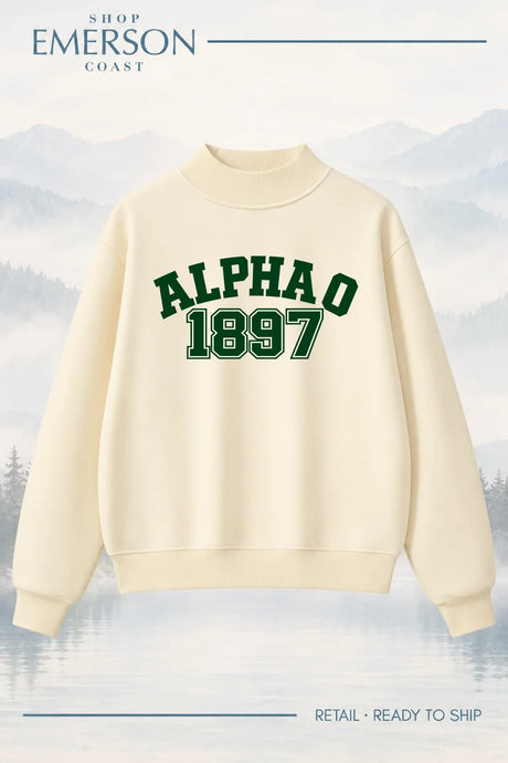 Alpha Omicron Pi Evergreen Varsity Mockneck