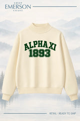 Alpha Xi Delta Evergreen Varsity Mockneck