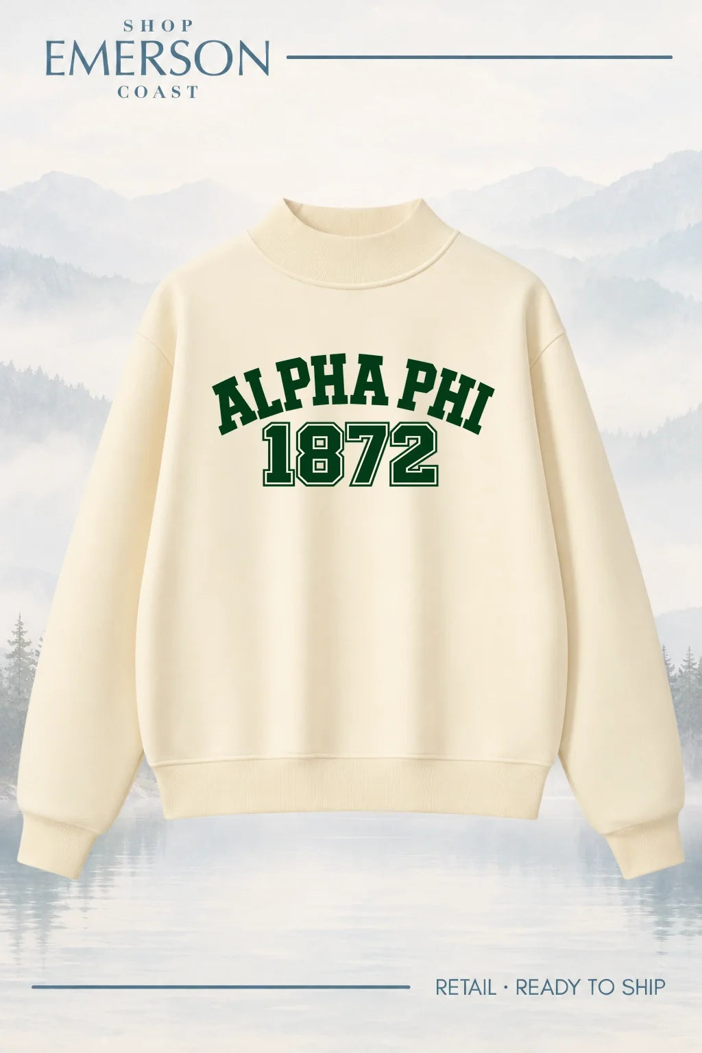 Alpha Phi Evergreen Varsity Mockneck