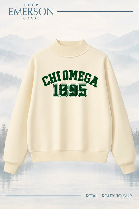 Chi Omega Evergreen Varsity Mockneck