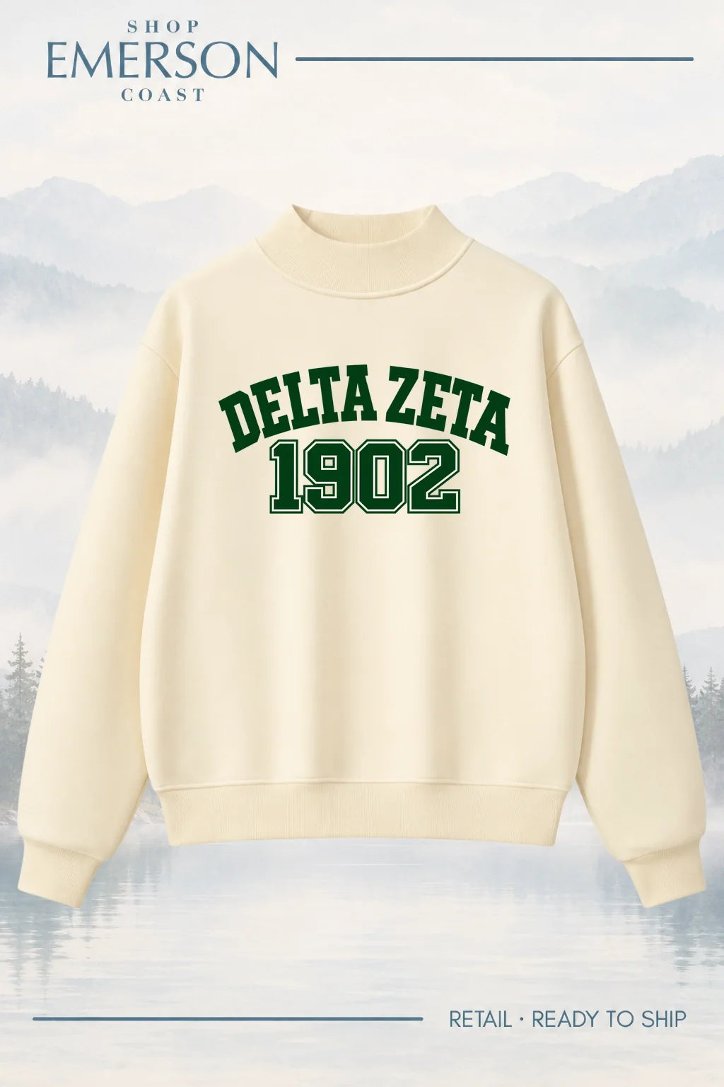 Delta Zeta Evergreen Varsity Mockneck