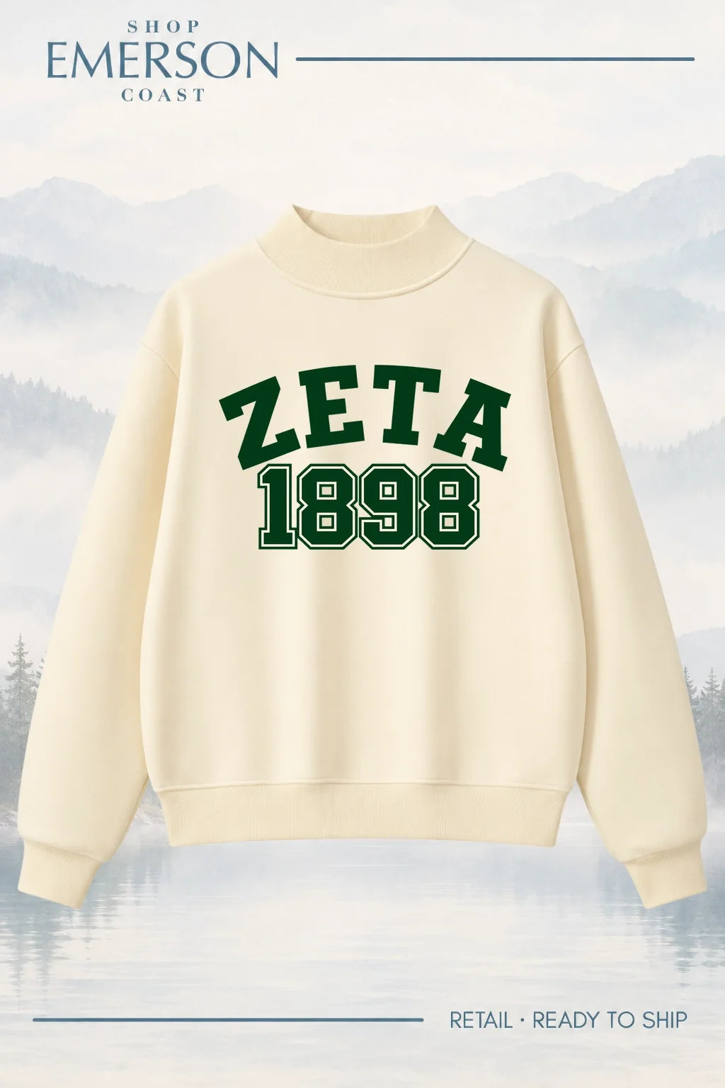 Zeta Tau Alpha Evergreen Varsity Mockneck