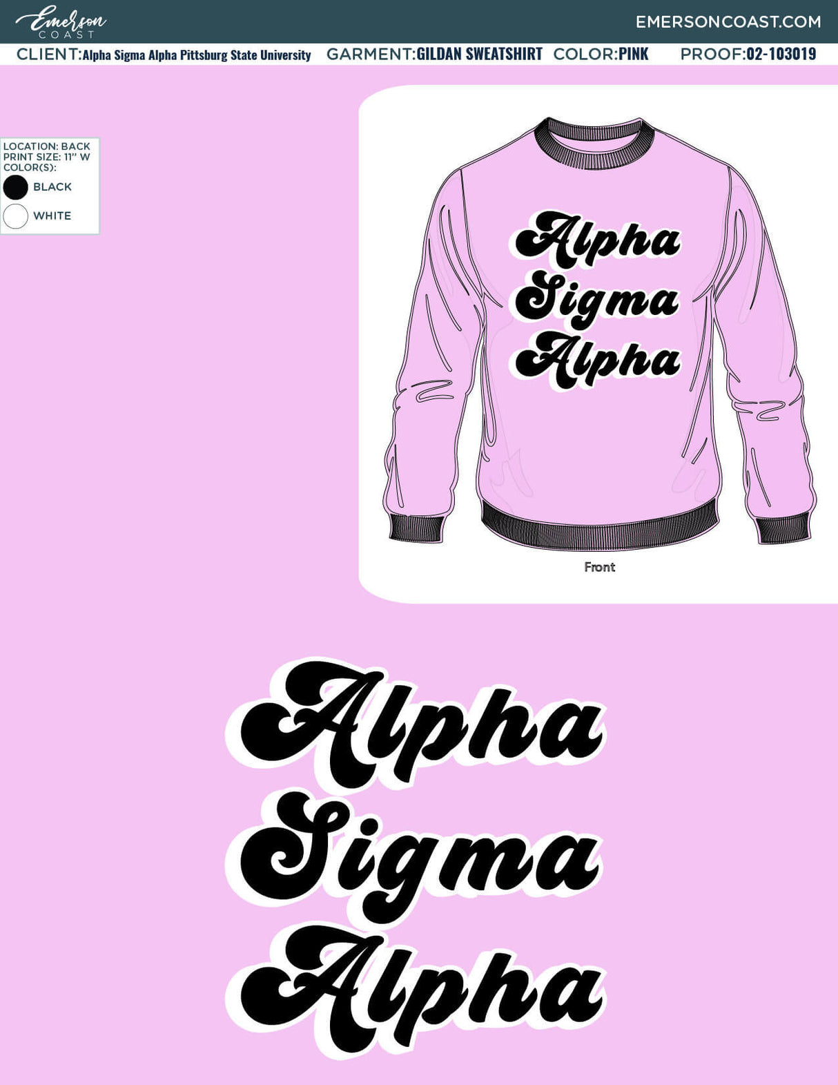 02-103019 Alpha Sigma Alpha Pittsburg State University Sweatshirts 2019-01