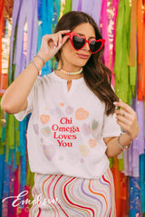 Chi Omega Loves You Bid Day Notch Tee