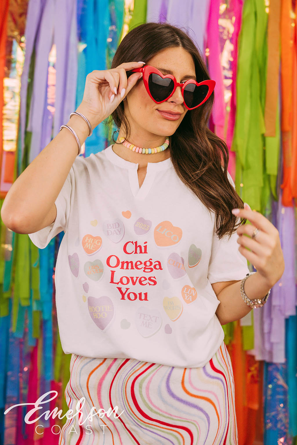 Chi Omega Loves You Bid Day Notch Tee
