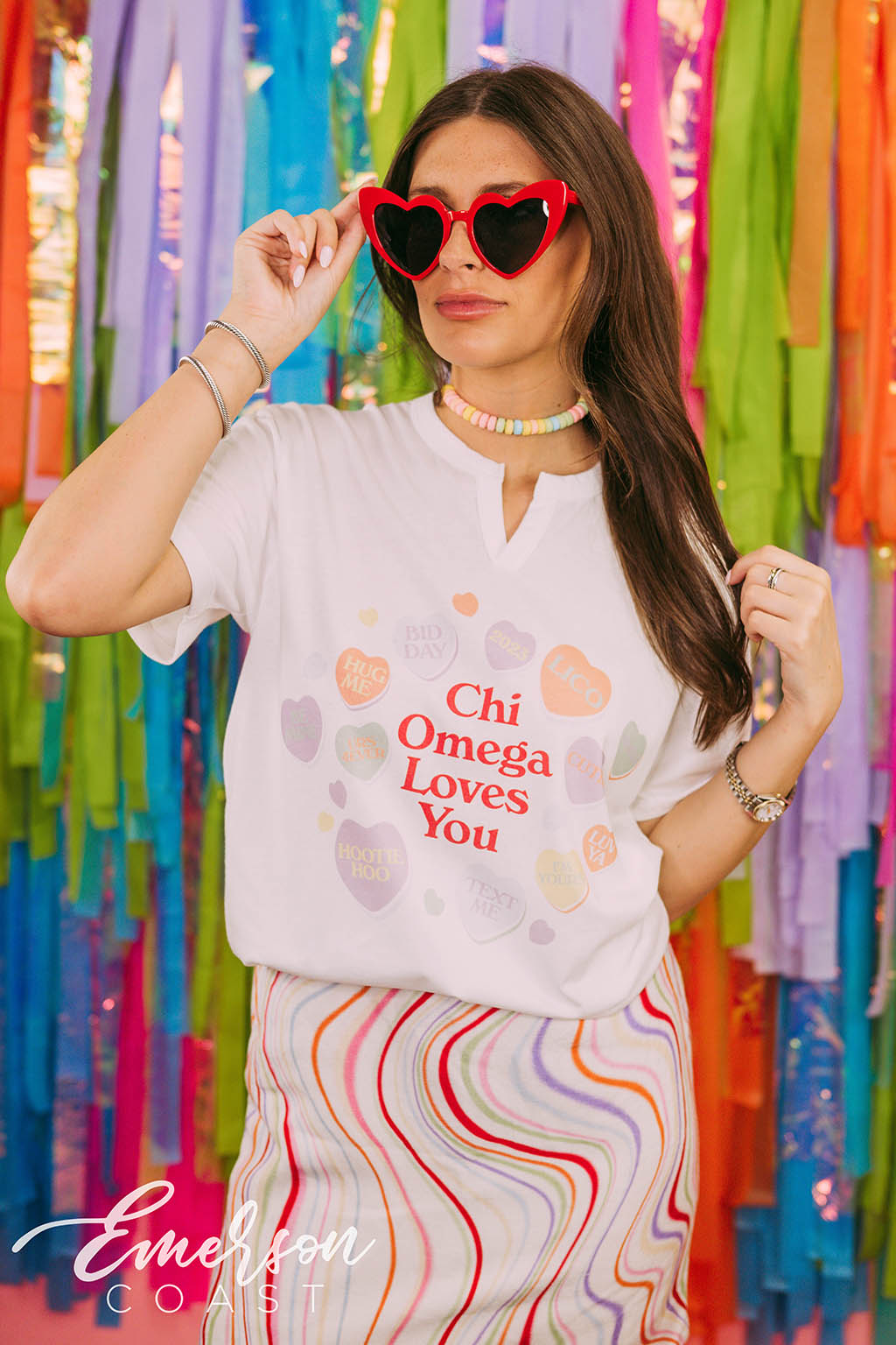 Chi Omega Loves You Bid Day Notch Tee