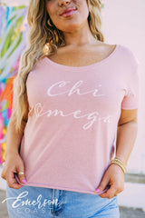 Chi Omega Script Tee