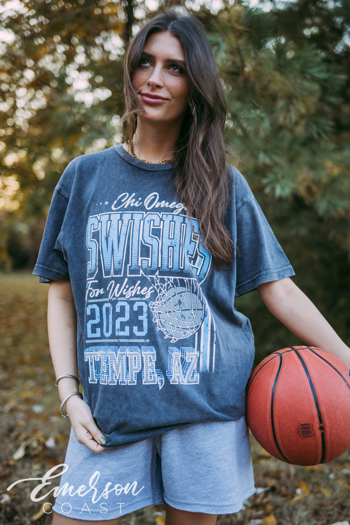 Chi Omega Swishes for Wishes Tee