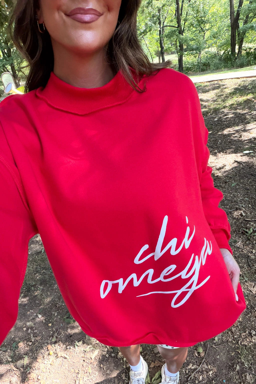 Chi Omega Red Mockneck