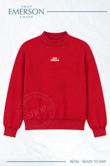 Chi Omega Monochromatic Red Patch Mockneck