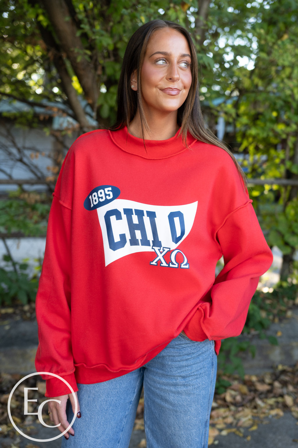 Chi Omega Pennant Mockneck