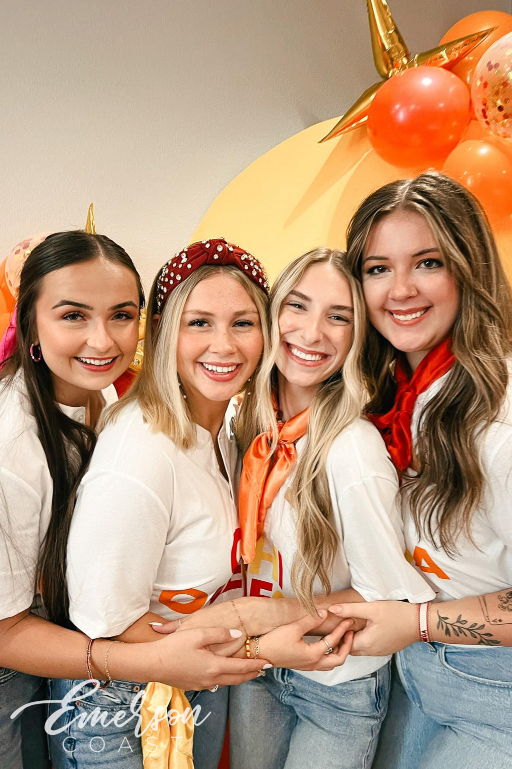 Chi Omega Midwestern State University Bold Red and Yellow Recruitment Henley
