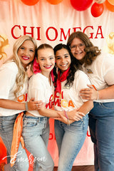 Chi Omega Midwestern State University Bold Red and Yellow Recruitment Henley