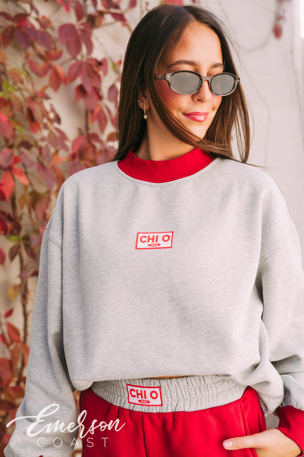 Chi Omega Patchwork Mockneck and Pants Set